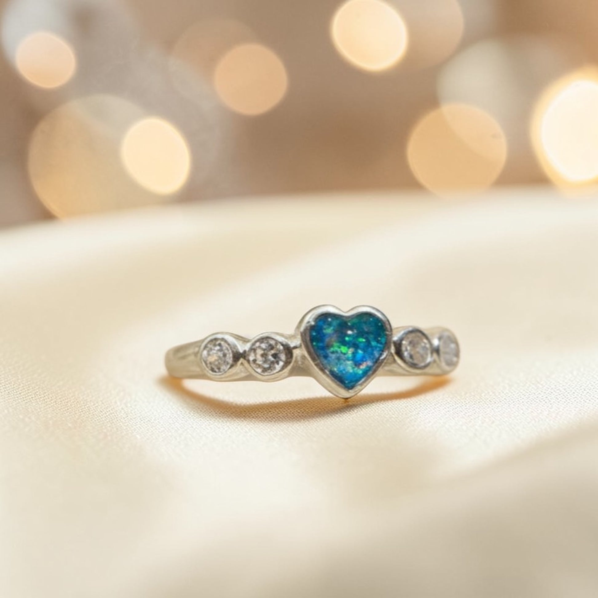 Auralia Ring — silver heart crystal ashes memorial ring, handcrafted in Lancashire, UK