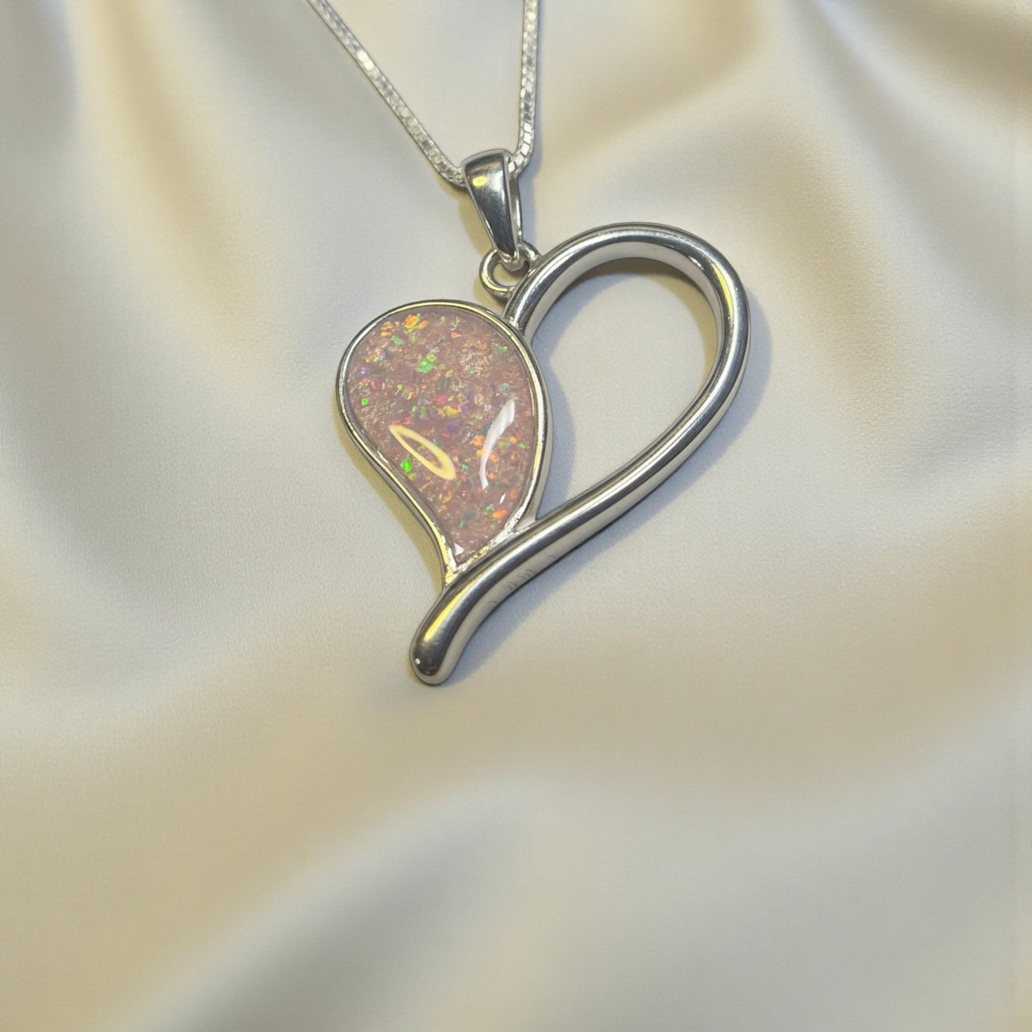 Silver open heart keepsake pendant, handcrafted in Lancashire, UK