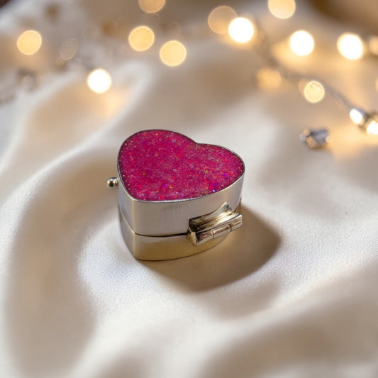 silver heart keepsake pill box, handcrafted in uk