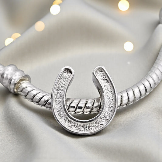 silver horse shoe ashes memorial charm, handcrafted in lancashire, uk