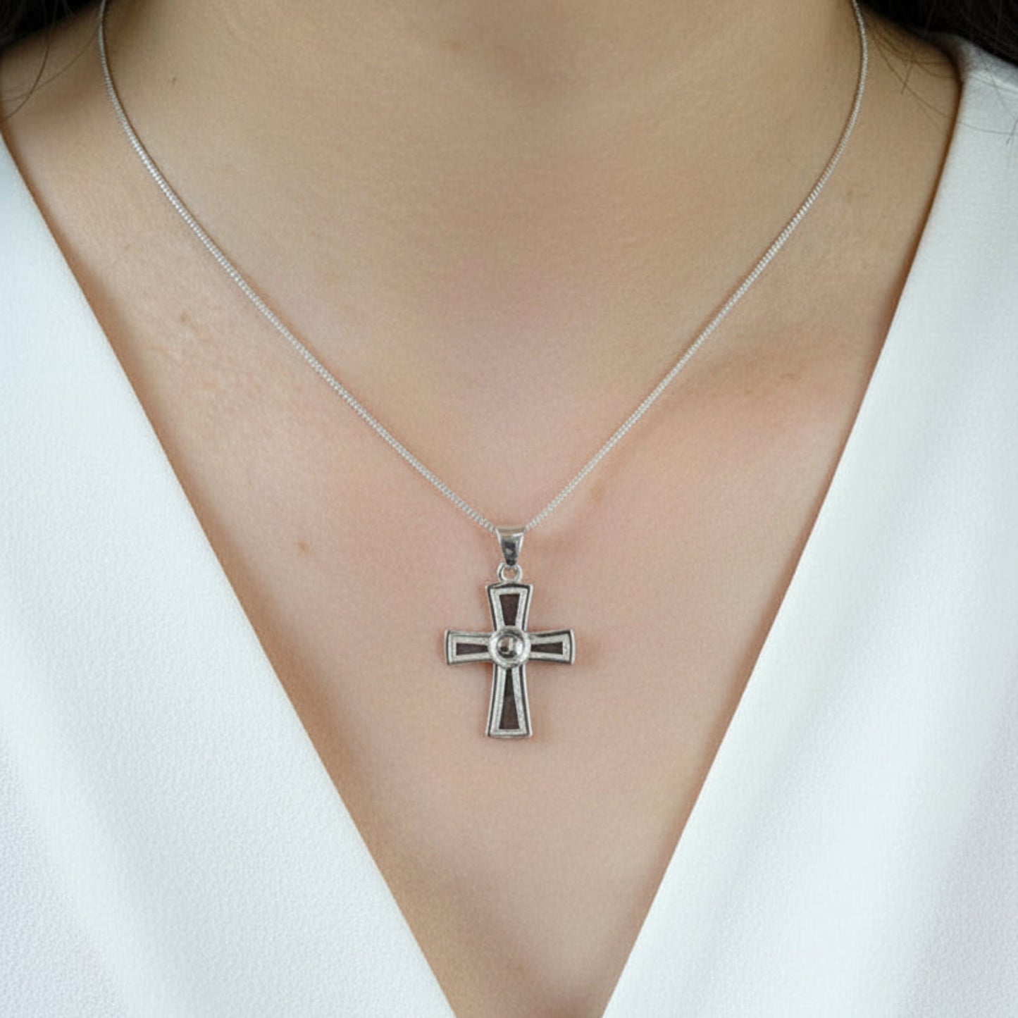 silver ashes memorial cross, handcrafted in rossendale 
