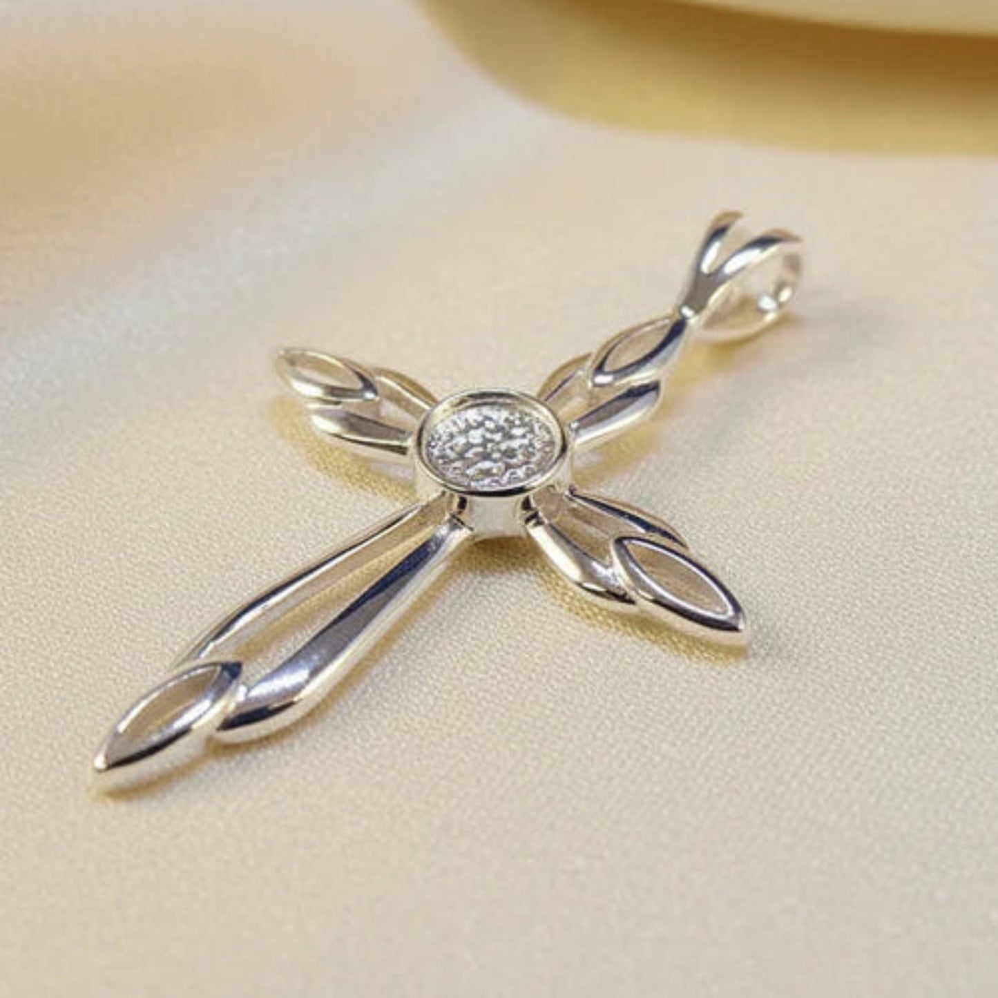 silver ashes memorial cross, handcrafted in uk