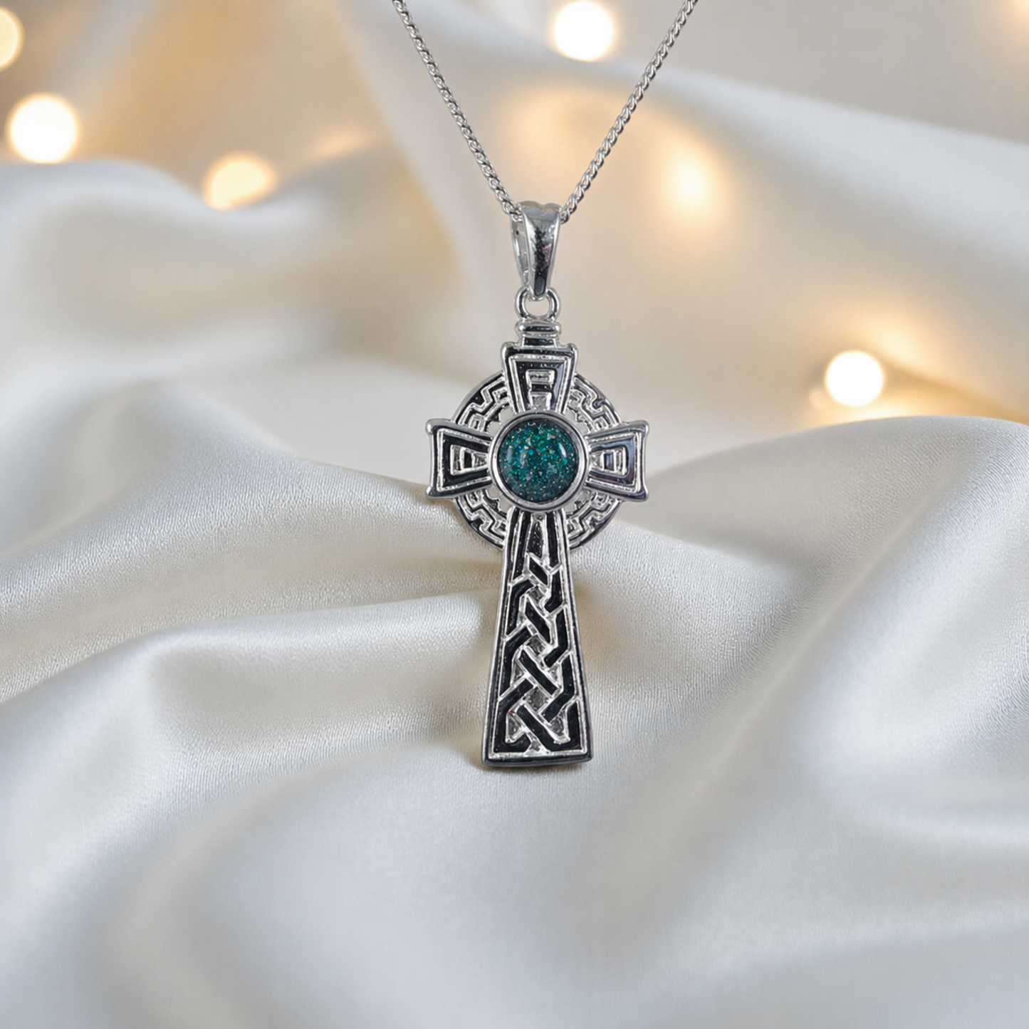 silver mens ashes memorial celtic pendant, handcrafted in uk