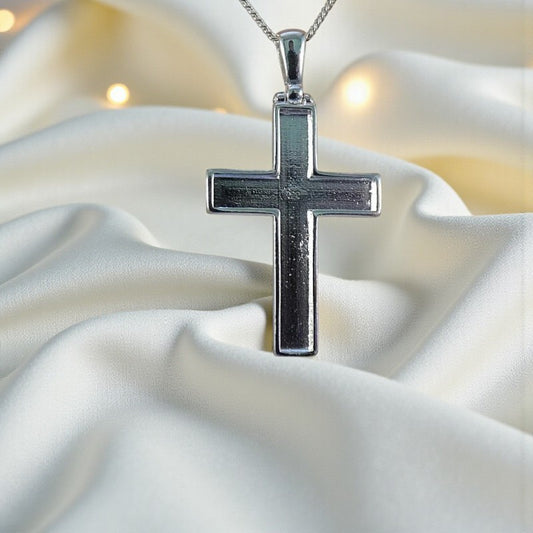 silver mens ashes cross, handcrafted in lancashire, uk