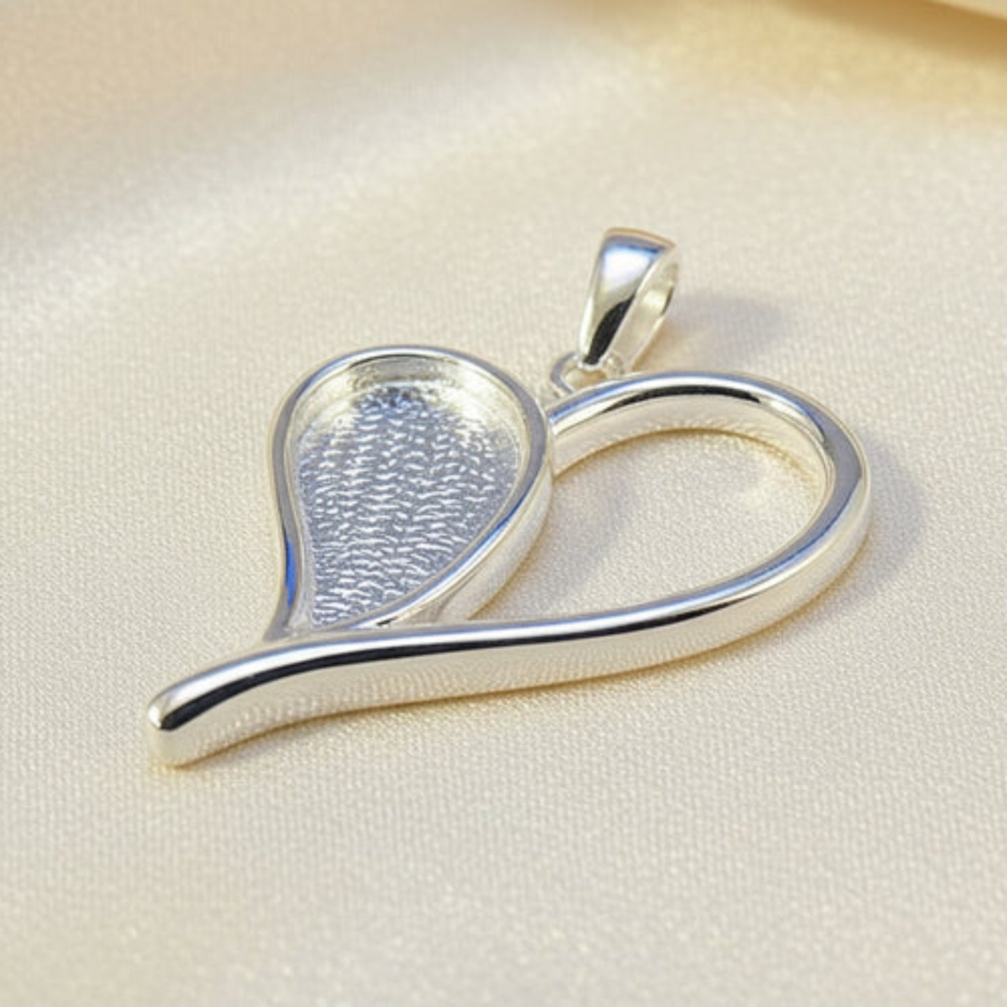 silver ashes open heart pendant, handcrafted in uk