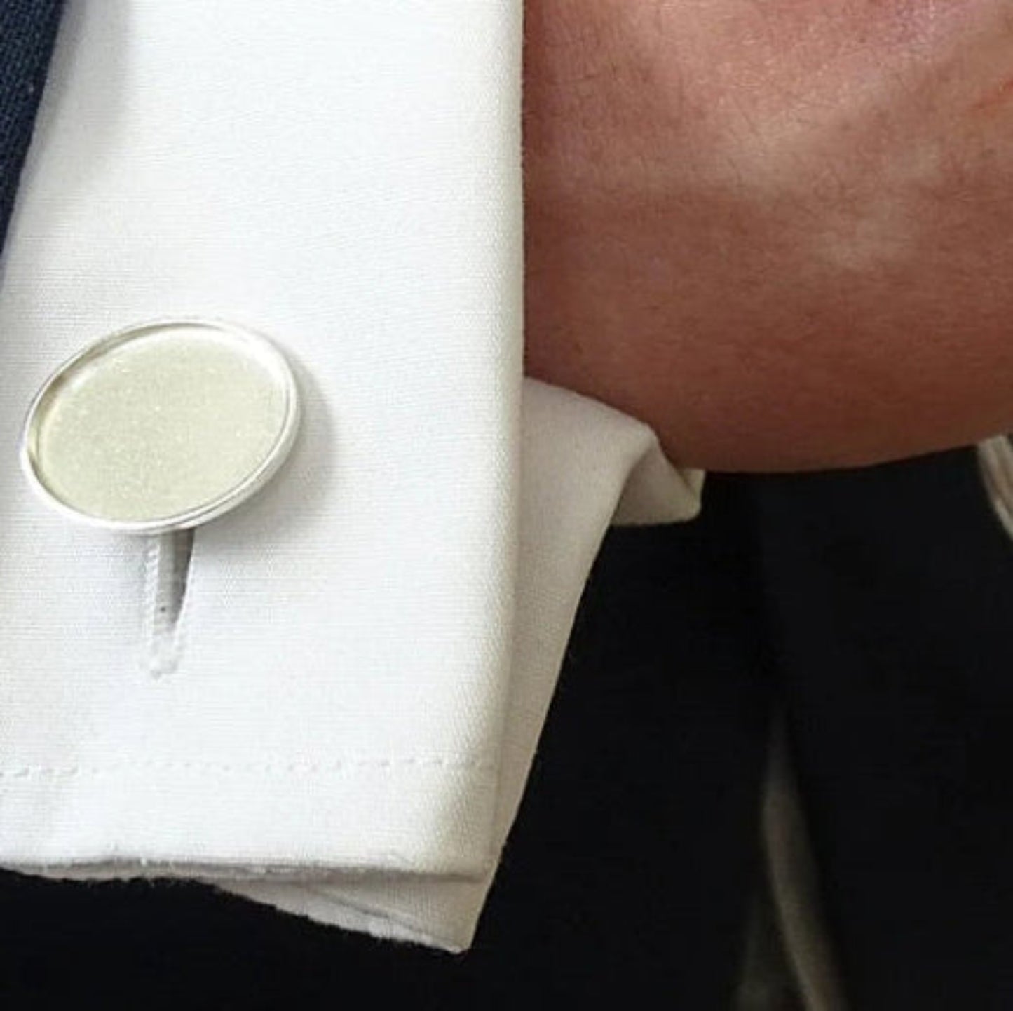 silver oval ashes memorial cufflinks uk