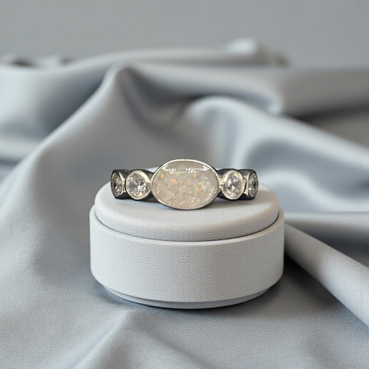 Silver keepsake ring with oval setting, handcrafted in Lancashire, UK