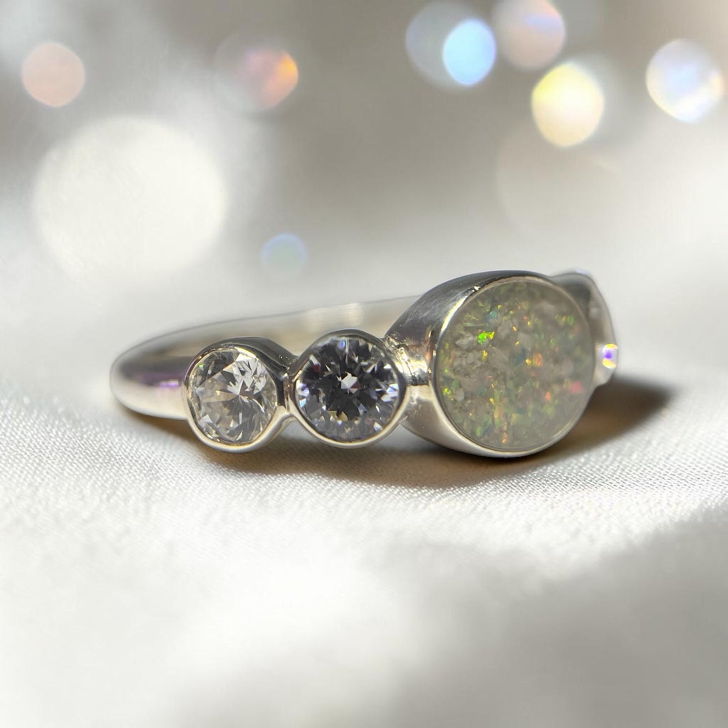 silver memorial ashes keepsake ring, handcrafted in uk