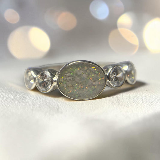 silver oval ashes memorial ring, handcrafted in uk