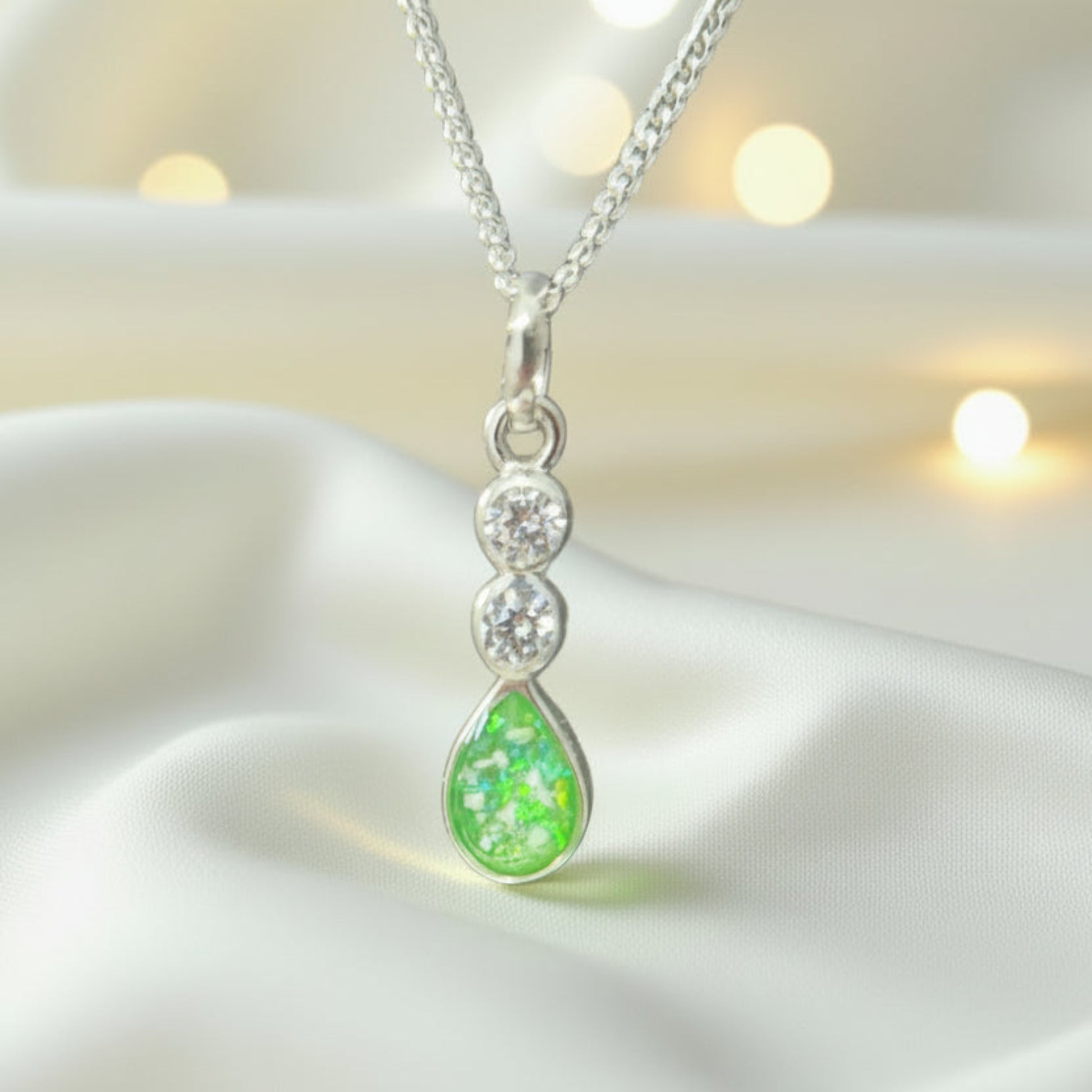 silver teardrop ashes pendant, handcrafted in lancashire, uk