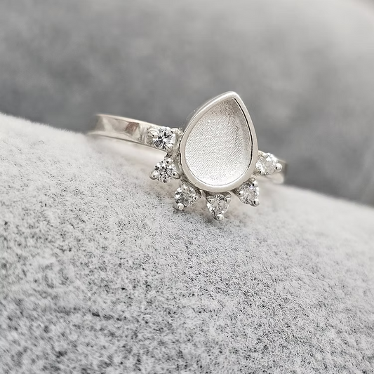 Silver pear shaped memorial ring, handcrafted in Lancashire, UK