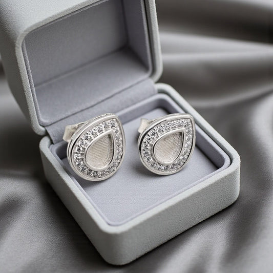 Silver Pear crystal earrings, handcrafted in Lancashire, UK