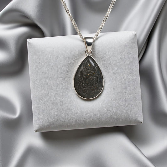 Silver Pear memorial pendant, handcrafted in Lancashire UK