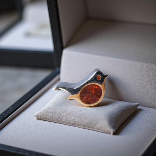 Silver robin ashes memorial charm, handcrafted in Lancashire UK