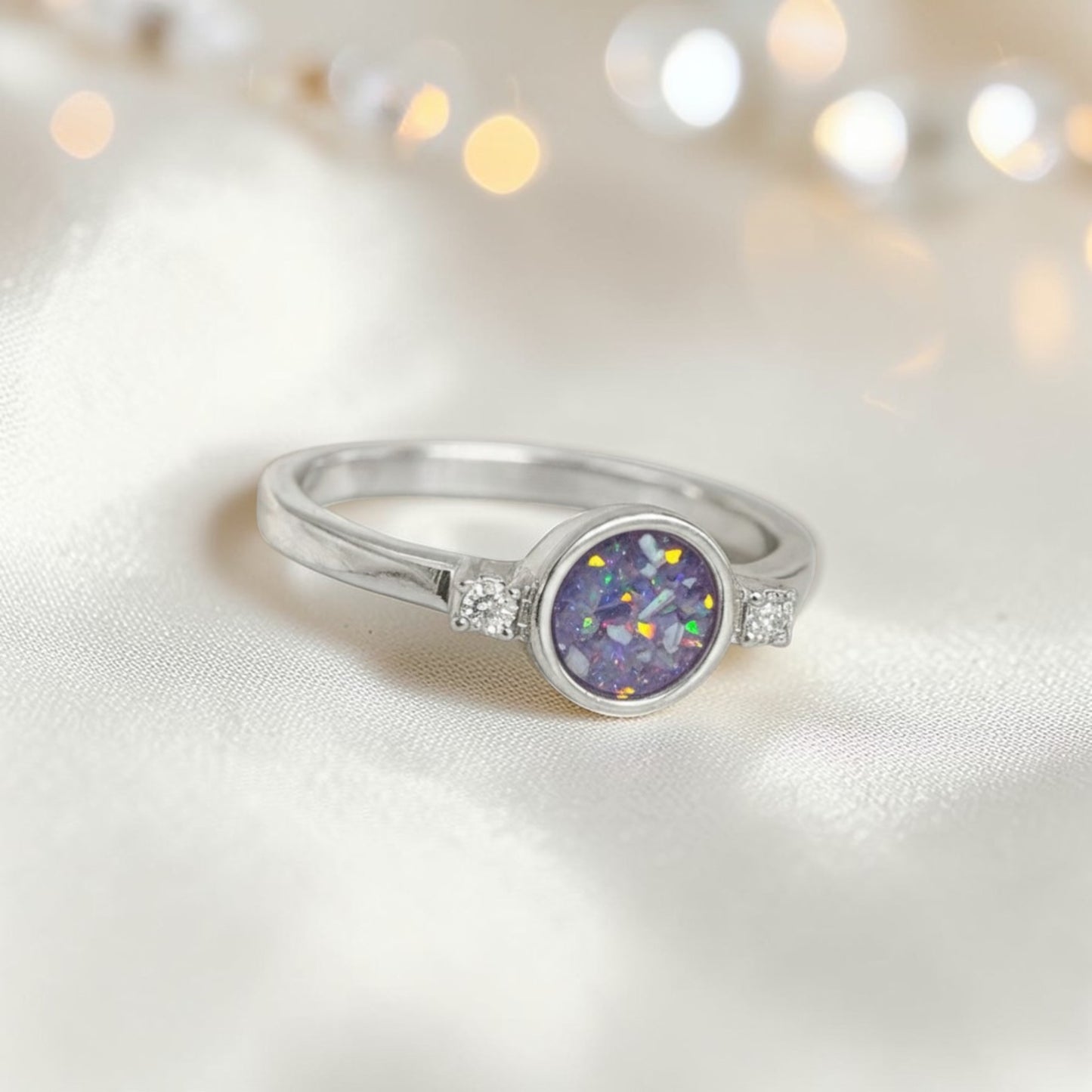 Azrael Ring — silver round ashes memorial ring, handcrafted in the UK