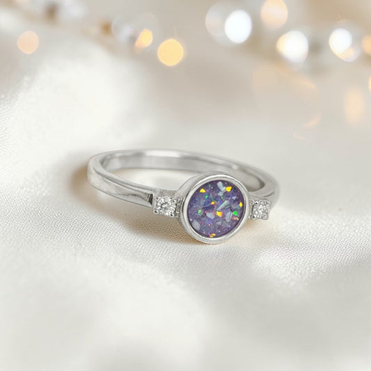 Azrael Ring — silver round ashes memorial ring, handcrafted in the UK