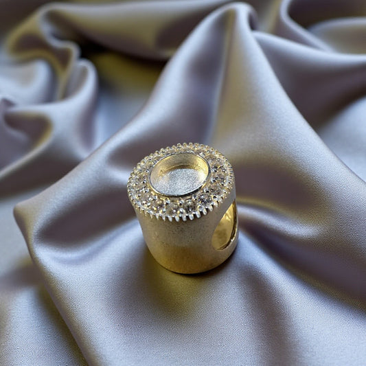 Silver round crystal ashes memorial charm, handcrafted in Lancashire, UK