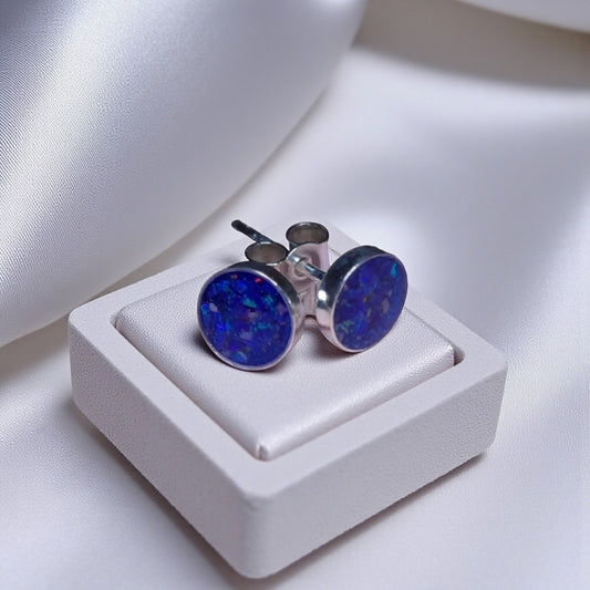 Silver round stud memorial earrings, handcrafted in Lancashire UK
