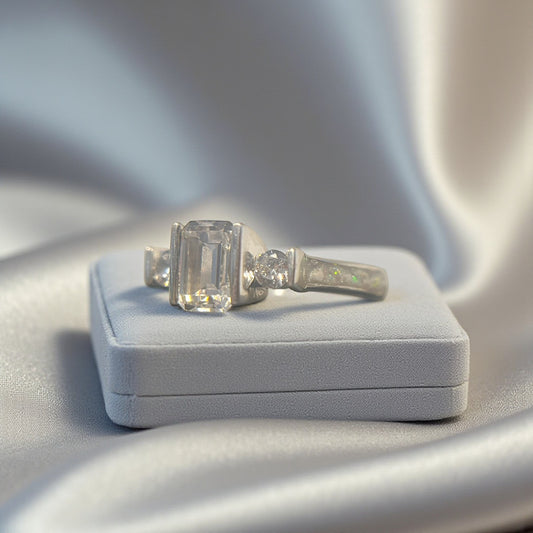 Silver diamond cut solitaire memorial ring, handcrafted in Lancashire UK