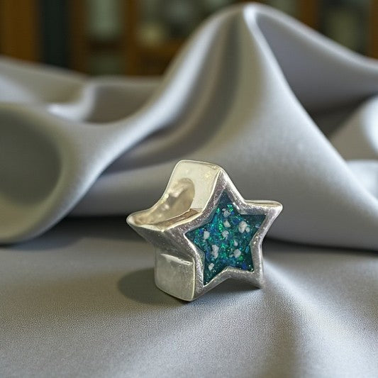 Silverkeepsake ashes  star, handcrafted in Lancashire, UK