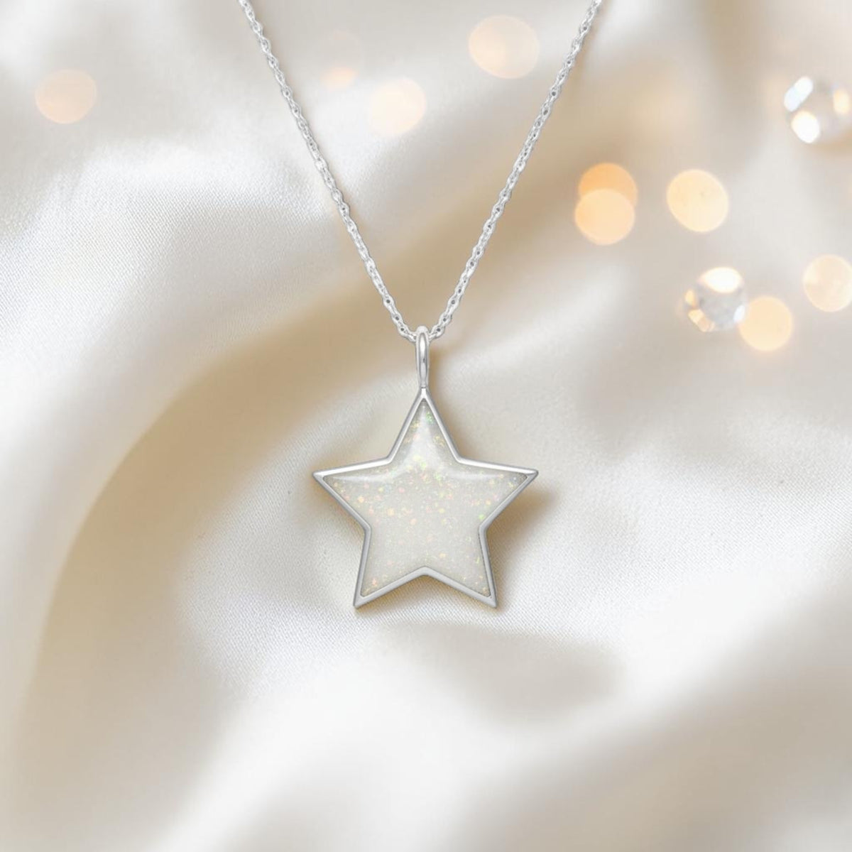 Merak sterling silver star memorial pendant, handcrafted in Lancashire, UK