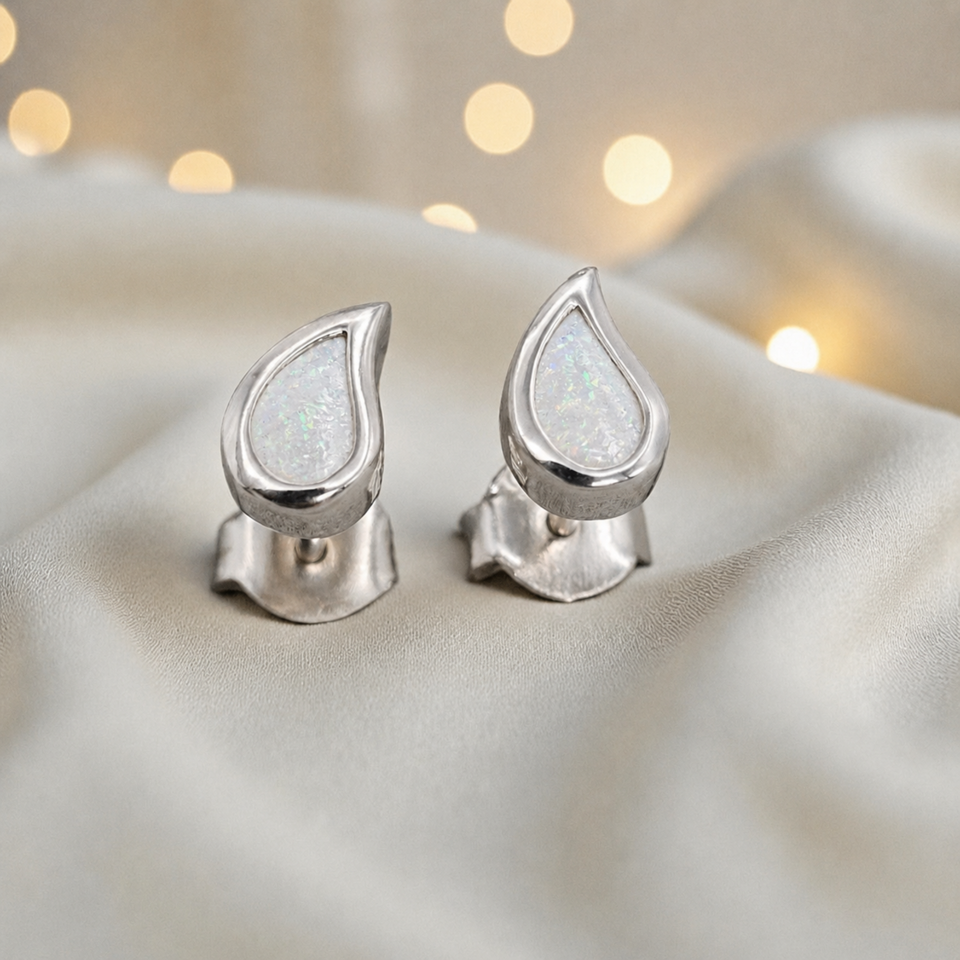 silver teardrop memorial earrings, handcrafted in uk