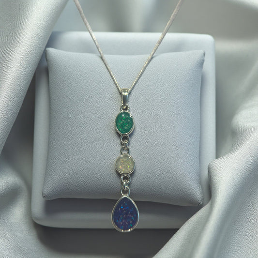 Silver three drop memorial pendant, handcrafted in Lancashire, UK