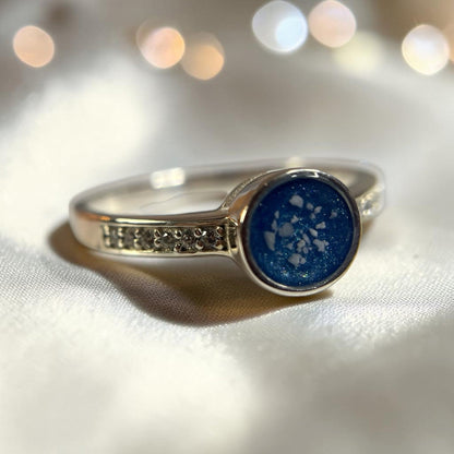 Silver Whisper Ring — sterling silver ashes memorial ring, side profile view, handcrafted in Lancashire, UK