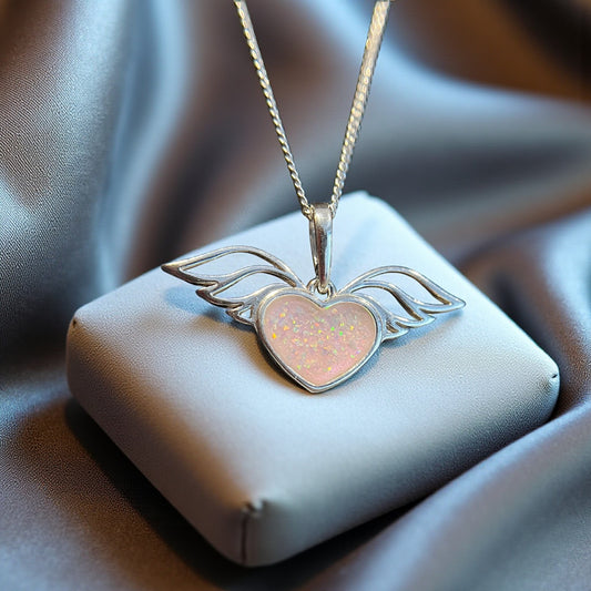 Silver Heart ashes/hair/breastmilk Pendant handcrafted in Lancashire, UK