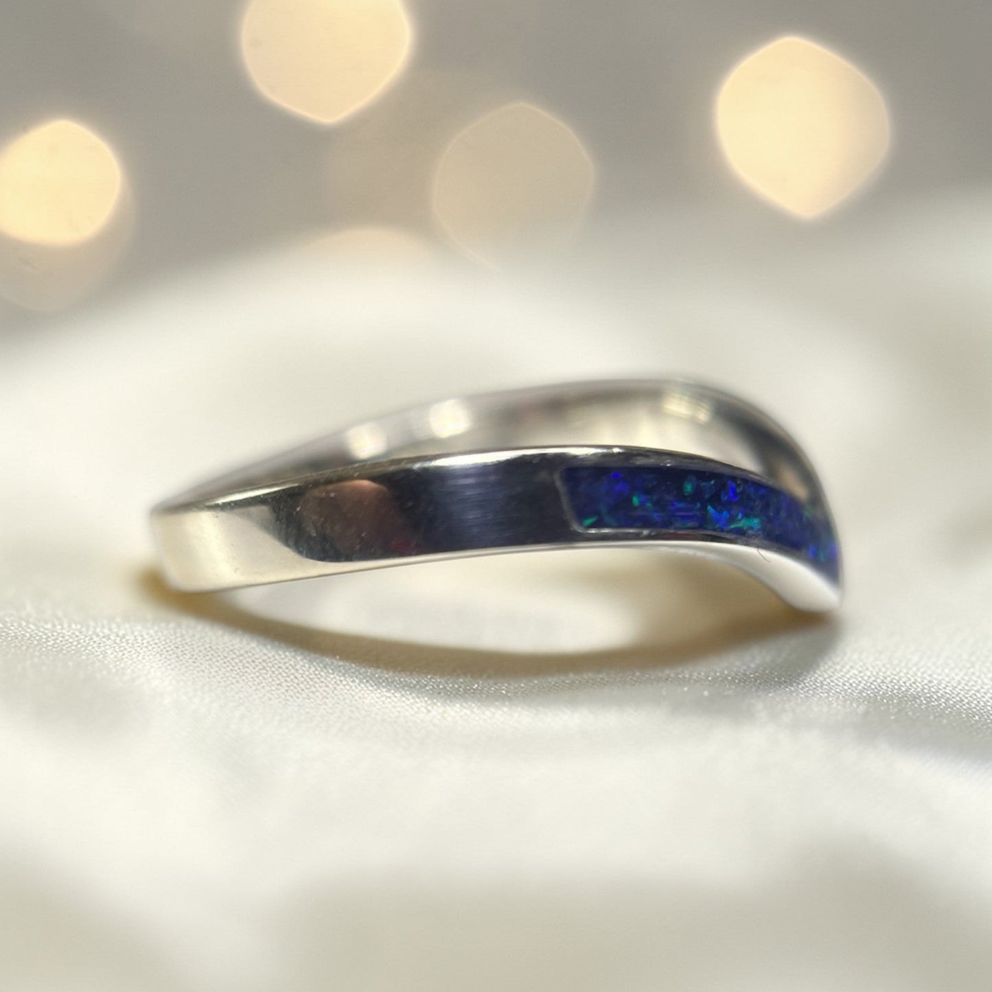 silver wishbone cz memorial ring, handcrafted in uk