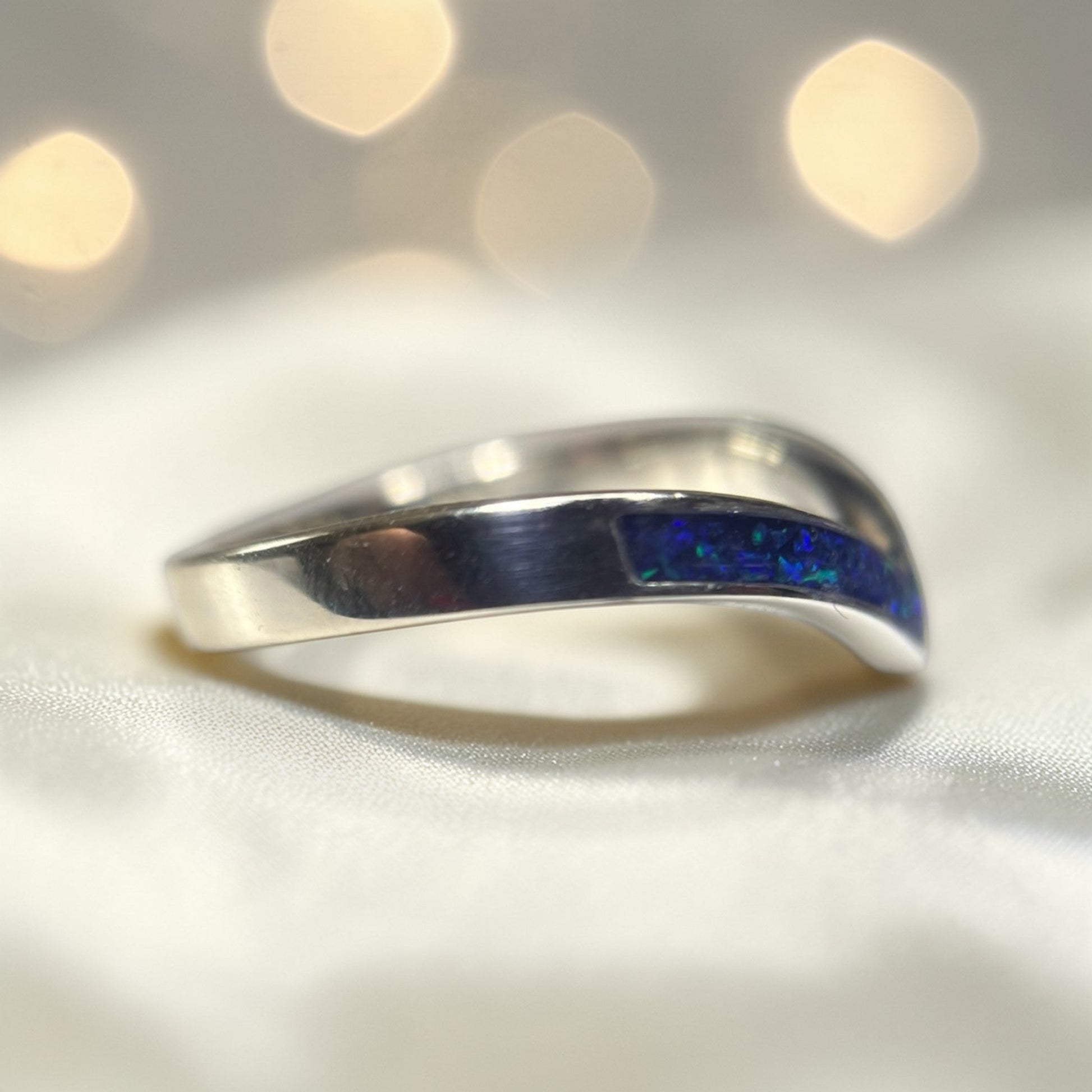 silver wishbone cz memorial ring, handcrafted in uk