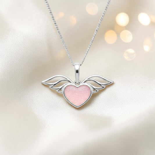 Sirius silver winged heart memorial pendant, handcrafted in lancashire, uk
