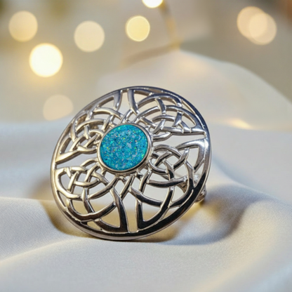 Skye brooch - sterling silver Celtic ashes memorial brooch, handcrafted in Lancashire UK - by Keepsake Memorial Jewellery