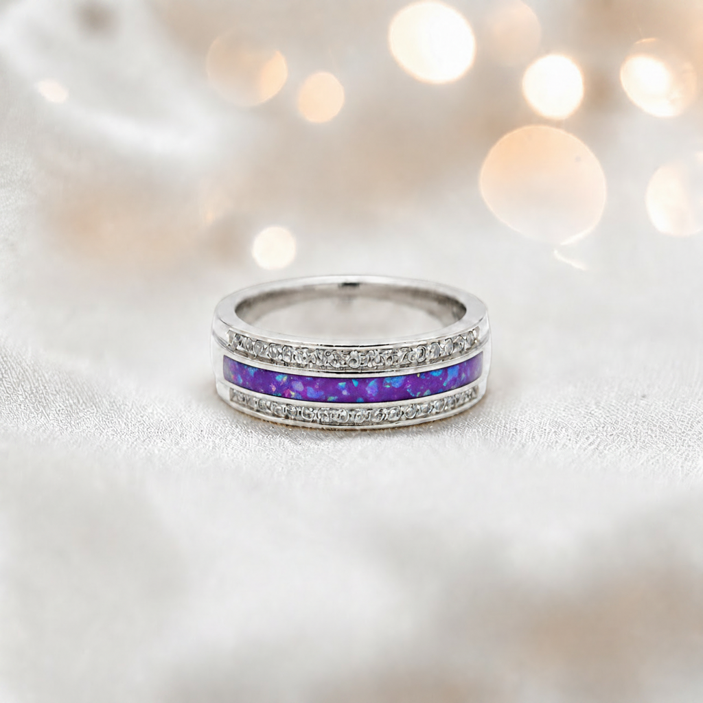 Keepsake Memorial Silver Evie Ashes Ring in Sleepy Lavender - Handcrafted in the UK
