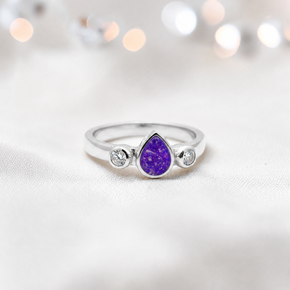 Keepsake Memorial Silver Cassiel Ashes Ring in sleepy lavender - Handcrafted in the UK