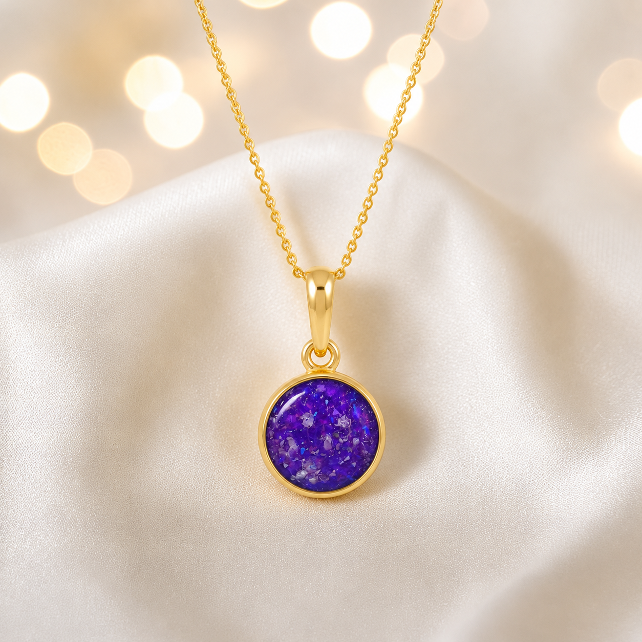Sleepy Lavender Eternal Gold 9ct gold pendant, handcrafted in Lancashire UK – by Keepsake Memorial Jewellery