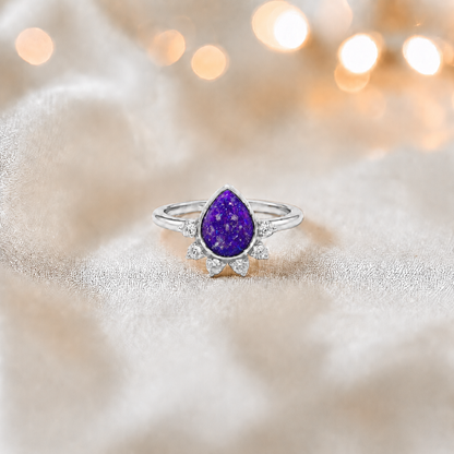 Keepsake Memorial Silver Eternelle Ashes Ring in Sleepy Lavender  - Handcrafted in the UK