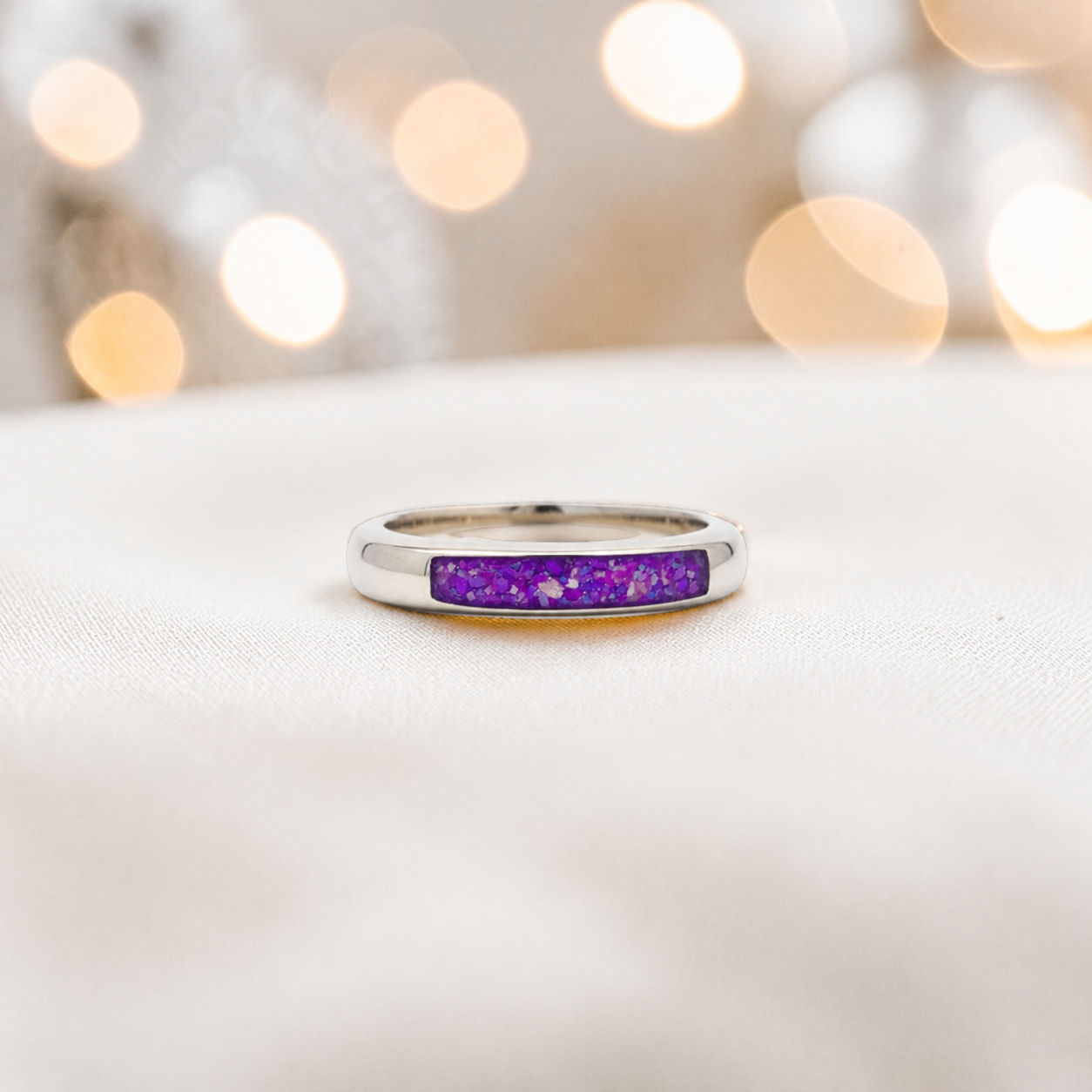 Keepsake Memorial Iris wishbone ashes ring in sleepy lavender, handcrafted in Lancashire 
