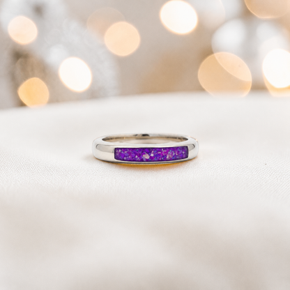 Keepsake Memorial Iris wishbone ashes ring in sleepy lavender, handcrafted in Lancashire 