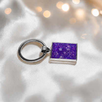 Stainless steel always with me keyring in sleepy lavender, handcrafted in Lancashire, UK - by Keepsake Memorial Jewellery
