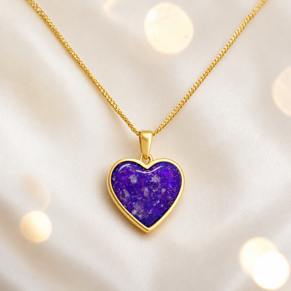 Sleepy Lavender Golden heart 9ct gold pendant, handcrafted in Lancashire UK – by Keepsake Memorial Jewellery