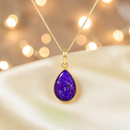 Sleepy Lavender Golden Whisper 9ct gold pendant, handcrafted in Lancashire UK – by Keepsake Memorial Jewellery