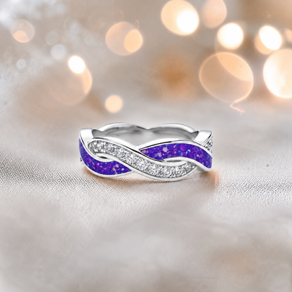 Keepsake Memorial silver Grace and ring, in sleepy lavender, handcrafted in Lancashire, UK