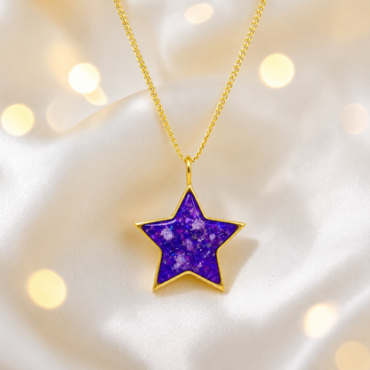 Sleepy Lavender Merak Star 9ct gold pendant, handcrafted in Lancashire UK – by Keepsake Memorial Jewellery