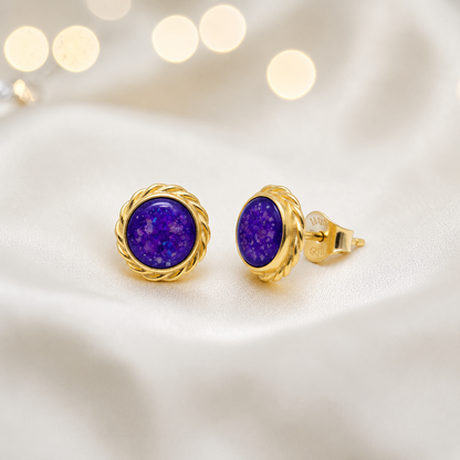 Sleepy Lavender Tala 9ct gold flower earrings, handcrafted in Lancashire, UK – by Keepsake Memorial Jewellery