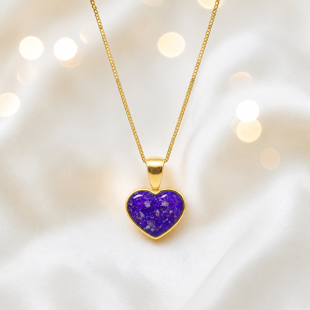 Sleepy Lavender Treasured  heart 9ct gold pendant, handcrafted in Lancashire UK – by Keepsake Memorial Jewellery