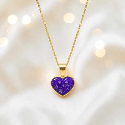 Sleepy Lavender Treasured  heart 9ct gold pendant, handcrafted in Lancashire UK – by Keepsake Memorial Jewellery