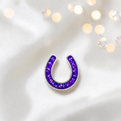 Maverick horseshoe ashes charm, in sleepy lavender, handcrafted in Lancashire UK - by Keepsake Memorial Jewellery 