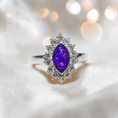 Keepsake Memorial Silver Princess Ashes Ring in Sleepy Lavender - Handcrafted in the UK