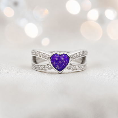 Keepsake Memorial Silver Stella Ashes Ring in sleepy lavender - Handcrafted in the UK